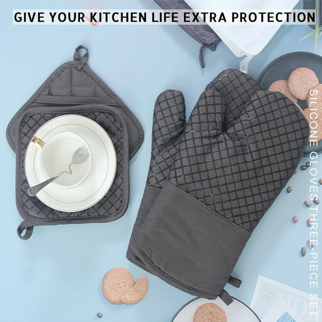 AIXPI Oven Mitts and Pot Holders 4pcs Set, Kitchen Oven Glove High Heat