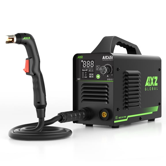 AIXZ GLOBAL 45A Plasma Cutter, 110/220V Dual Voltage Non-Touch Pilot Arc IGBT Inverter with Digital Display, 16mm Max Cut, US Shipped