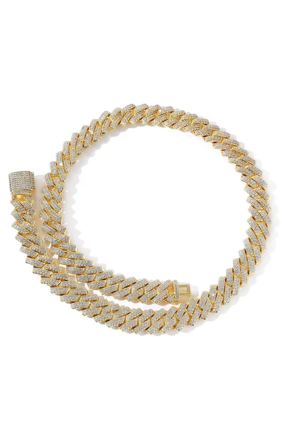 Cuban Link Chain Mens Iced Out Miami Cuban Necklace Gold/Silver/Rose Gold Bling Diamond Hip Hop Jewelry for Women