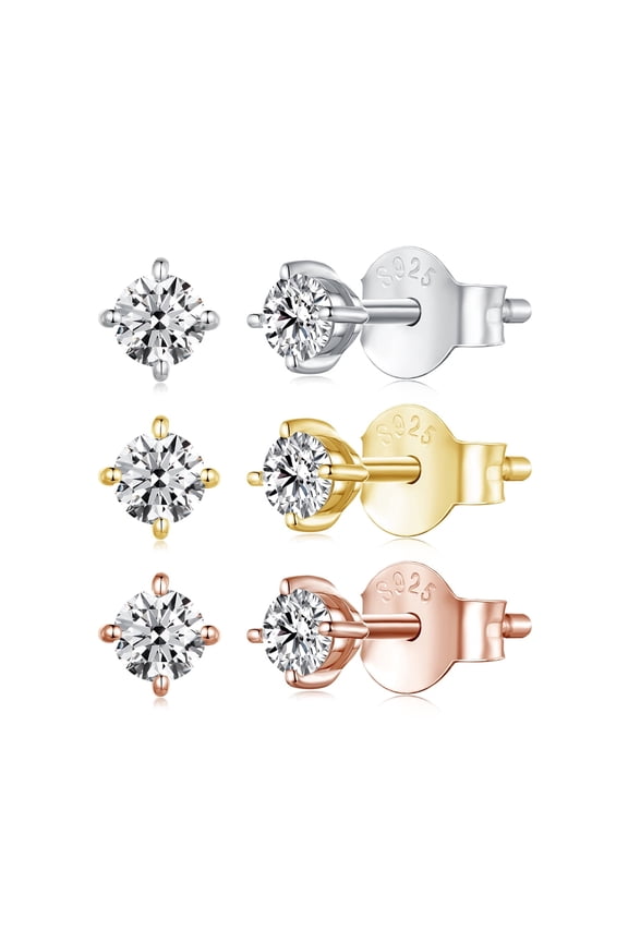 Tiny Moissanite Stud Earrings 0.1ct Brilliant Round Cut D Color VVS1 Clarity Earrings 925 Sterling Silver Earrings Birthday Christmas Valentines Day Mothers Day Gifts