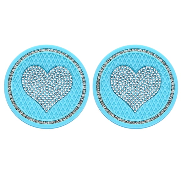 AIYUQ.U Heart Bling Car Cup Mug Mat, Sparkly Rhinestone Car Accessories, 2pc