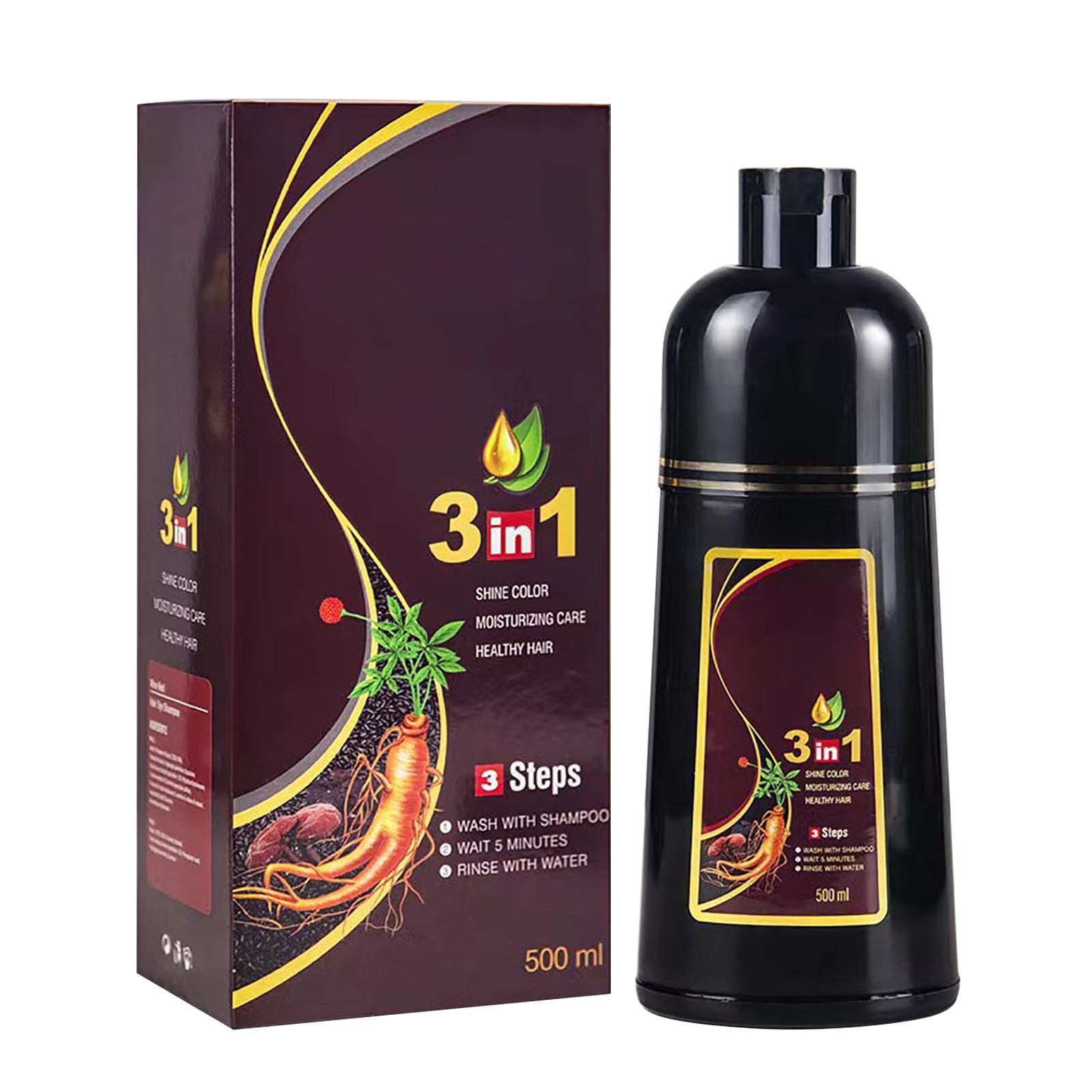 AIYUQ.U Herbal Coffee Brown Hair Dye Shampoo for Men and Women Vibrant