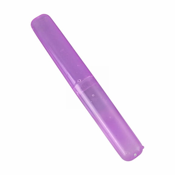 AIYUQ.U Portable Travel Toothbrush Case – Breathable Plastic Toothbrush Holder with Vent Holes, Compact 7.9" Travel Tube, Purple