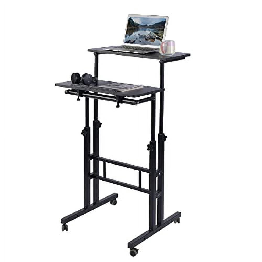 AIZ Adjustable Desk with Rolling Wheels, Portable Laptop Table for ...