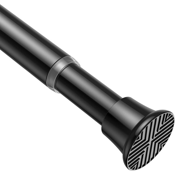 AIZESI Tension Rod 24 to 46 Inch, 1Pcs Black Tension Curtain Rod, Spring Tension Rod No Drilling Adjustable Curtain Rod for window,kitchen,closet,doorway