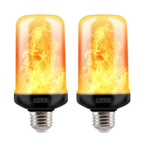 AIZHIWENG LED Flame Effect Light Bulbs 6watts A19 Decorative E26 Flickering Fire Lamps, 2-Pack