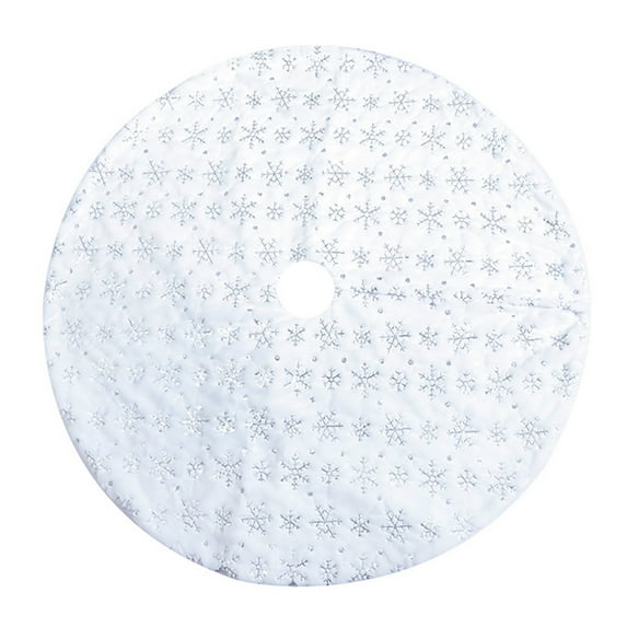 AIZHIWENG Silver Snowflake Christmas Tree Skirt Decoration, 35in White