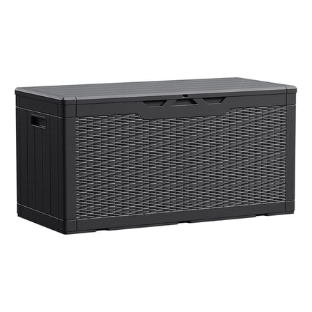 AIZYT 100 Gallon Waterproof Large Resin Deck Box Indoor Outdoor Lockable Storage Container for Patio Furniture Cushions Garden Tools (100 Gallon, Black)