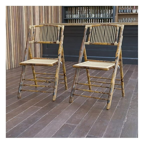 AIZYT 2 Pack Commercial Grade Bamboo Folding Chairs for Event Party Rental Wedding Ceremony