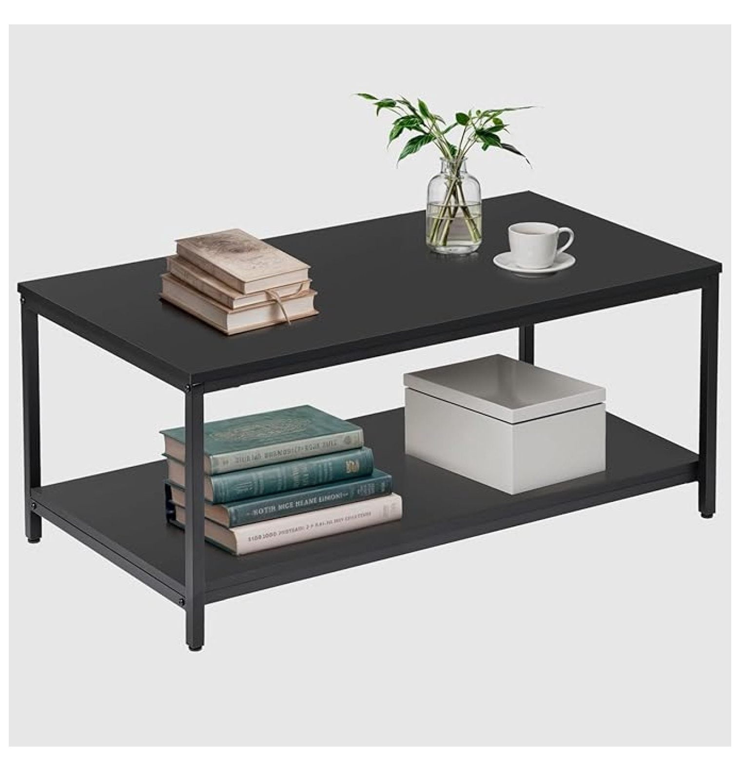 AIZYT 2-Tier Industrial Coffee Table with Storage Shelf for Living Room ...