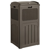 AIZYT 33 Gallon Outdoor Trash Can, Hideaway Garbage Bins with Tiered Lid, Waterproof Resin Outside Waste Bins for Patio, Outside Pool, Backyard and Deck(1, Deep Brown)