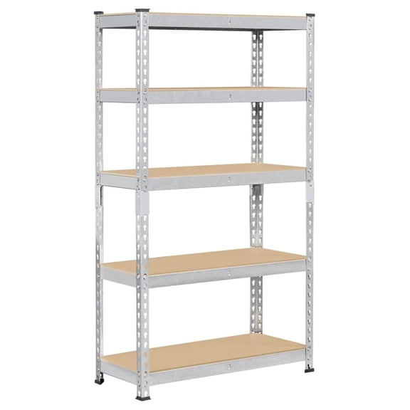 AIZYT 5-Tier Utility Shelves, Metal Storage Shelves, Adjustable Shelving Units, Boltless Assembly, Garage Shelves Shed Shelving for Warehouse Garage Shed Basement- Silver, 27.5 x 12x 60 Inch