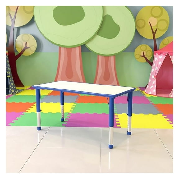 AIZYT Adjustable Kids Activity Table for Home Use, Height-Adjustable Classroom Table for Kids, 23.625" W x 47.25" D x 14.5-23.5" H, Blue