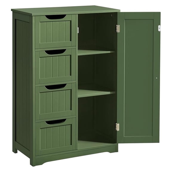 AIZYT Bathroom Floor Storage Cabinet, Freestanding Cabinet with 4 Drawers, Modern Home Furniture Storage Organizer Cabinet for Bathroom, Green