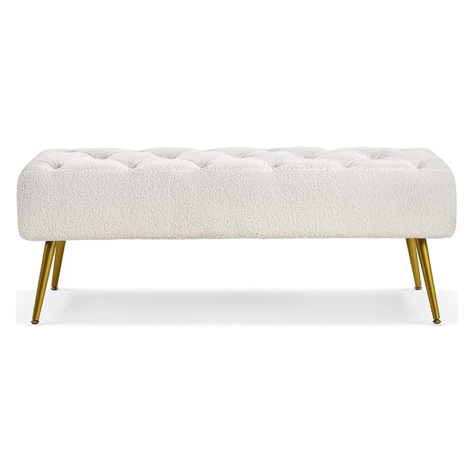 AIZYT Dining Bench, Button-Tufted Upholstered Bench with Gold Metal ...