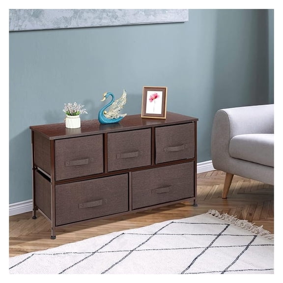AIZYT Dresser for Livingroom with 5 Drawers, Storage Organizer with Fabric Bins, Fabric Dresser, Chest of Drawers for Closet, Living Room, Hallway, Dormitory, Office, Brown