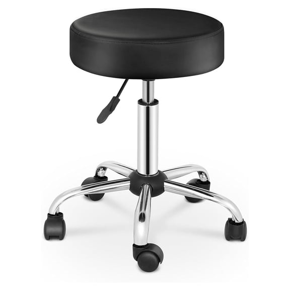 AIZYT Height Adjustable Salon Stool Hydraulic Rolling Swivel Medical Spa Stool Tattoo Massage with Thickened Seat Office Work Kitchen Drafting Stool Chair, Black