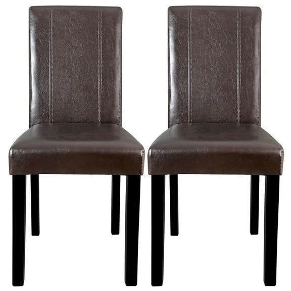 AIZYT Modern PU Leather Armless Dining Chairs - Padded Parson Style with Solid Wood Legs,Kitchen, Living and Dining Rooms,2