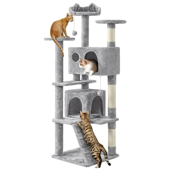 AIZYT Multi-Level Cat Tree Cat Tower for Indoor Cats Cat Condo Furniture with Sisal Scratching Post, 61in, Light Gray