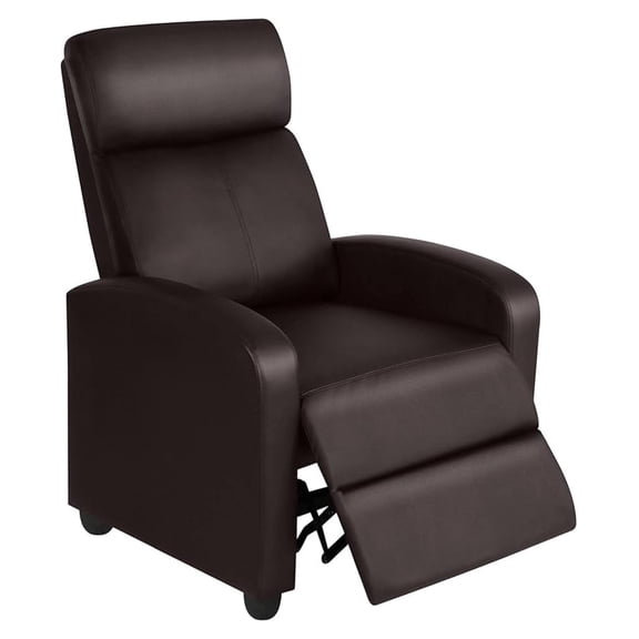 AIZYT PU Leather Recliner Chair Living Room Single Sofa Home Theater Seating with Lumbar Support Overstuffed High-Density Sponge Manual Push Back Recliners Brown