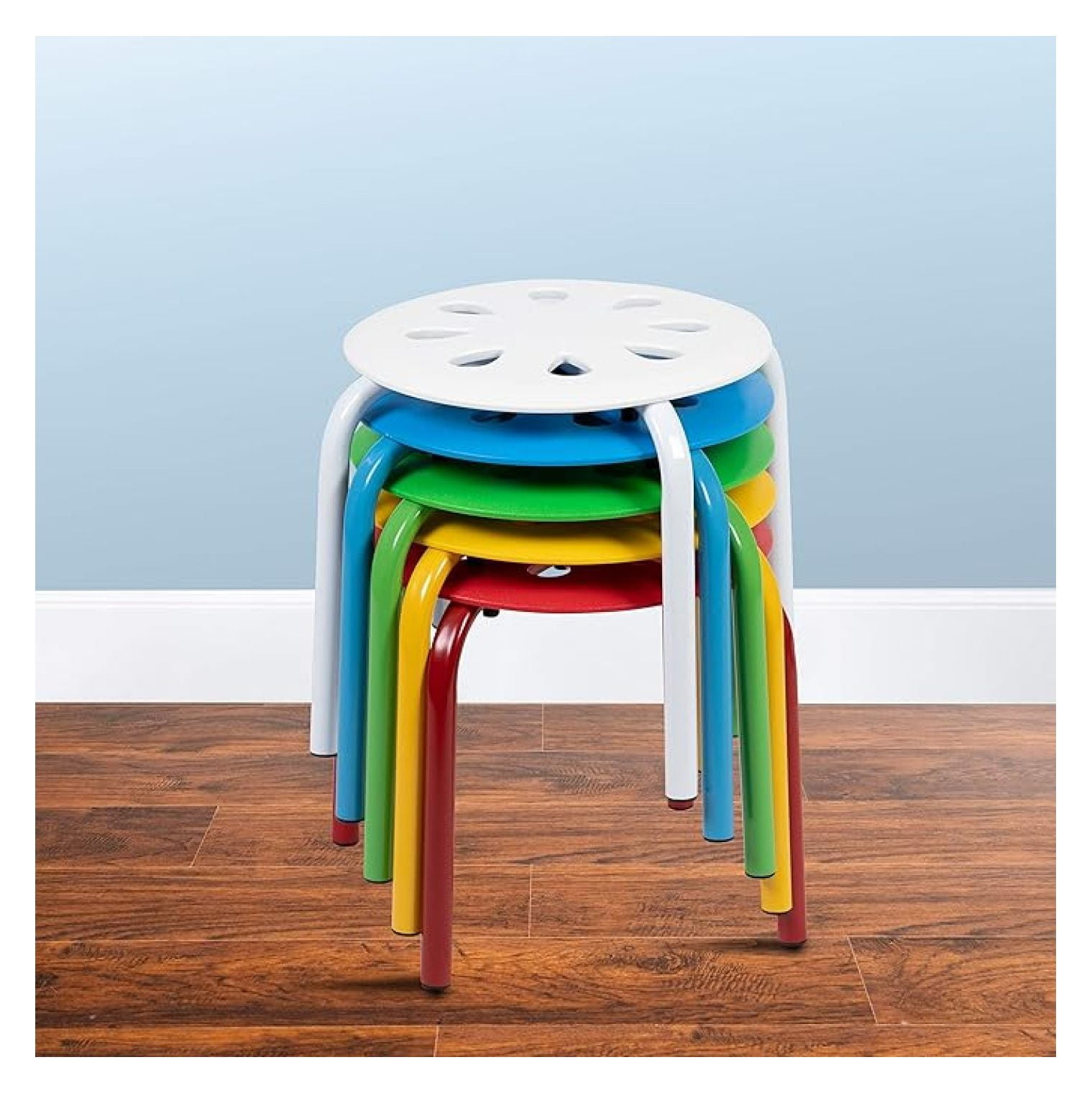 AIZYT Plastic Nesting Stack Stools 5 Pack 11.5 Inch Height Assorted ...