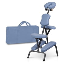 AIZYT Portable Massage Chair Foldable Portable Lightweight Massage Chair Leather Pad Travel Massage Tattoo Spa Chair w/Carrying Bag (Blue)