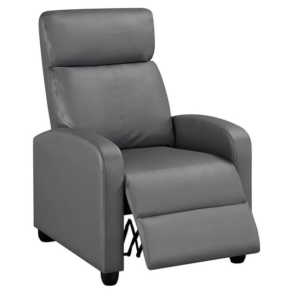 AIZYT Single Recliner Chair PU Leather Recliner Sofa Padded Seat Club Chair for Living Room Home Theater Seating Silver Gray