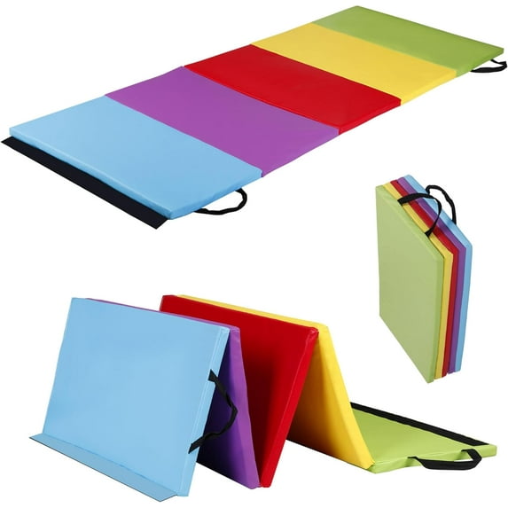 AIZYT Tumbling Mat, 6’x2" Thick High Density Anti Tear Gymnastics Mat, Gym Folding Exercise Aerobics Mats with Carrying Handles for Home Gym Exercise, Multiple Colors