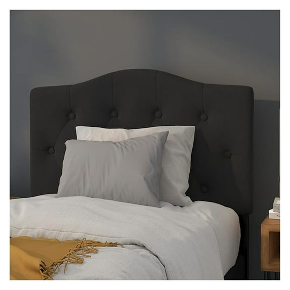 AIZYT Twin Size Tufted Upholstered Headboard with Adjustable Metal Bed Rail Slots, Modern Fabric Upholstered Twin Headboard, Black