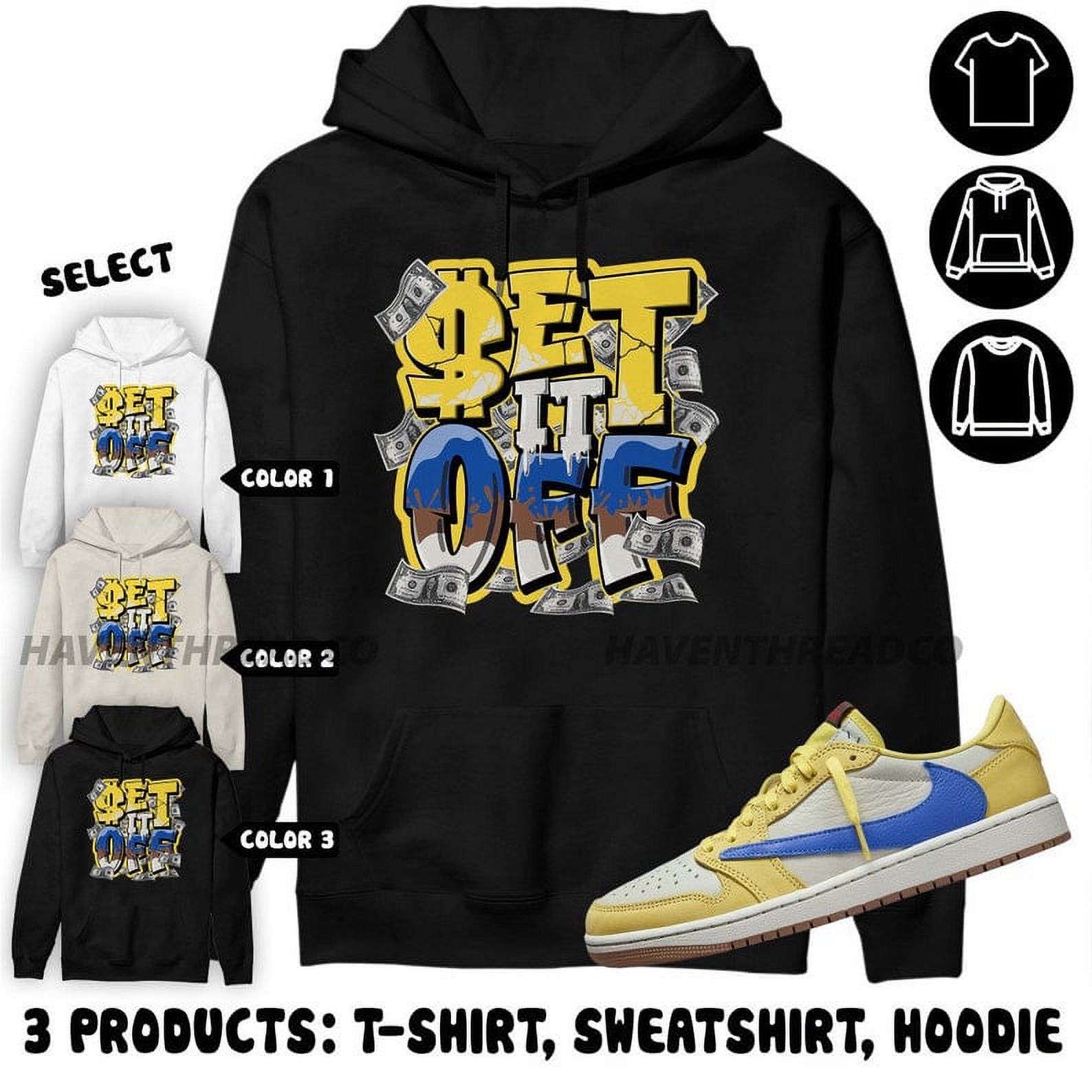 AJ 1 Low OG Canary TVSC Hoodie Money Set It Off, In Sand To Match