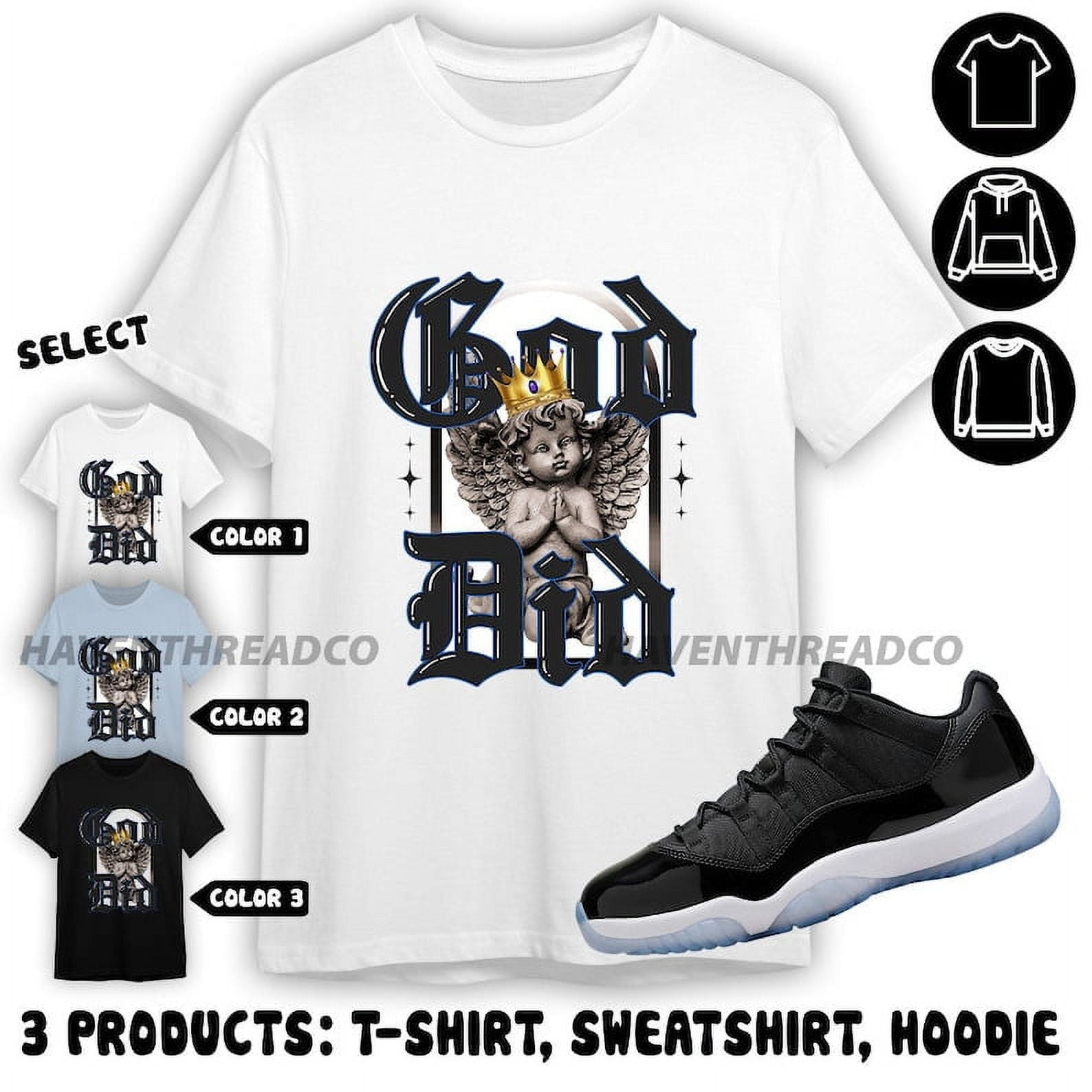 AJ 11 Low Space Jamz Unisex TShirt, Angel Blessed God Did, Shirt In