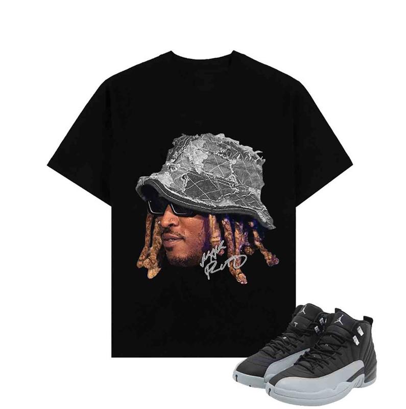 AJ 12 Wolf Grey Sneaker Match Future Signature Cotton Shortsleeve