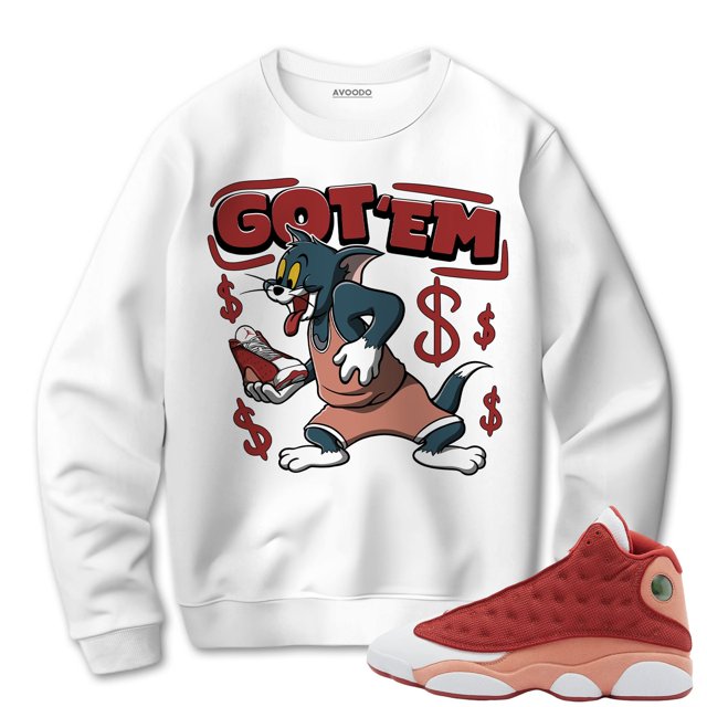 AJ 13 Dune Red Sweatshirt Match Got Em Cat Up to size 4XL