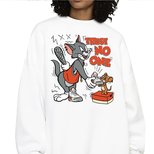 AJ 3 Peach Sweatshirt Match Trust No One Cat And Mouse Up to