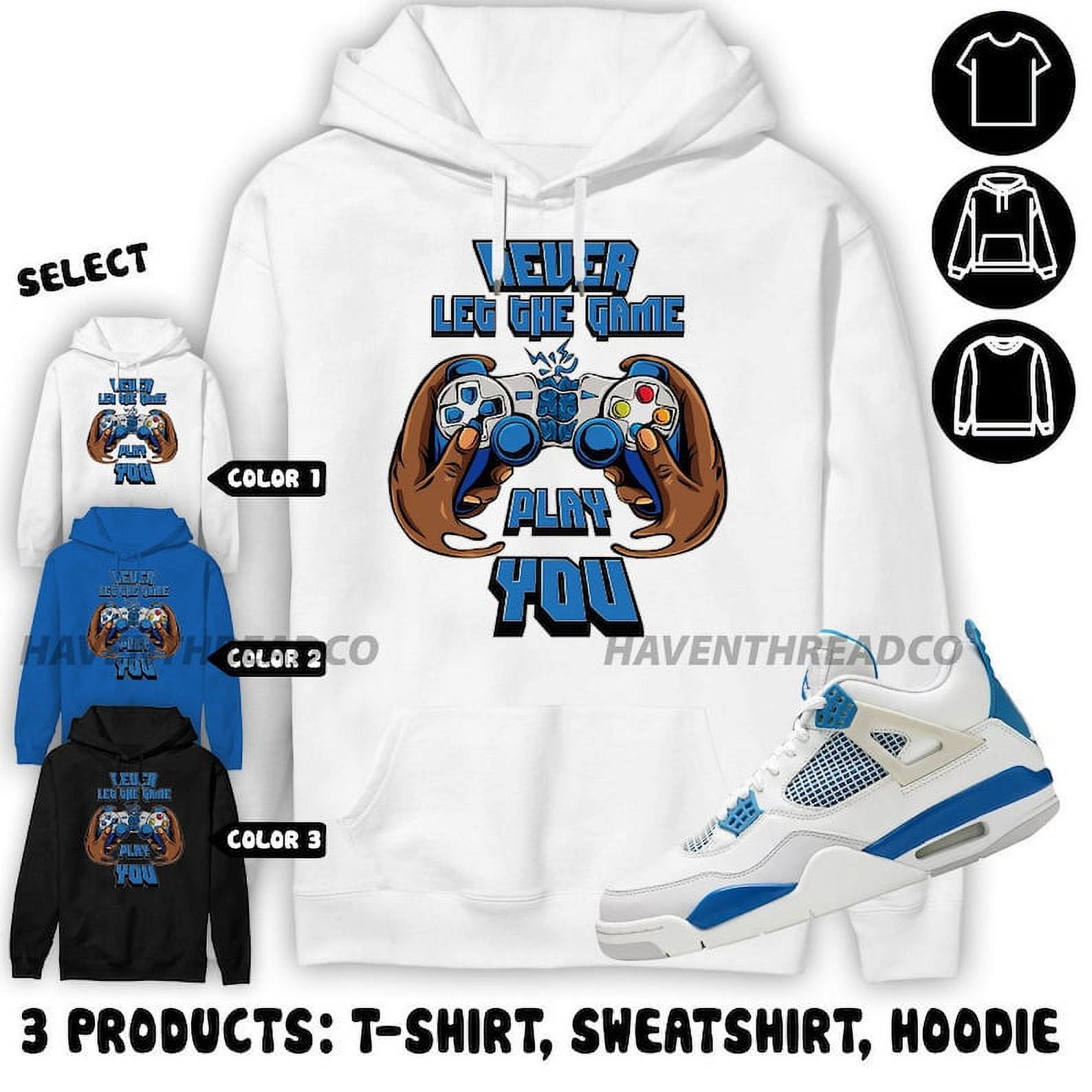 AJ 4 Industrial Blue Hoodie The Game Changer, In Royal To Match Sneaker