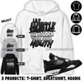 AJ 4 White Thunder Hoodie Hustle Louder, In Sport Gray To Match Sneaker
