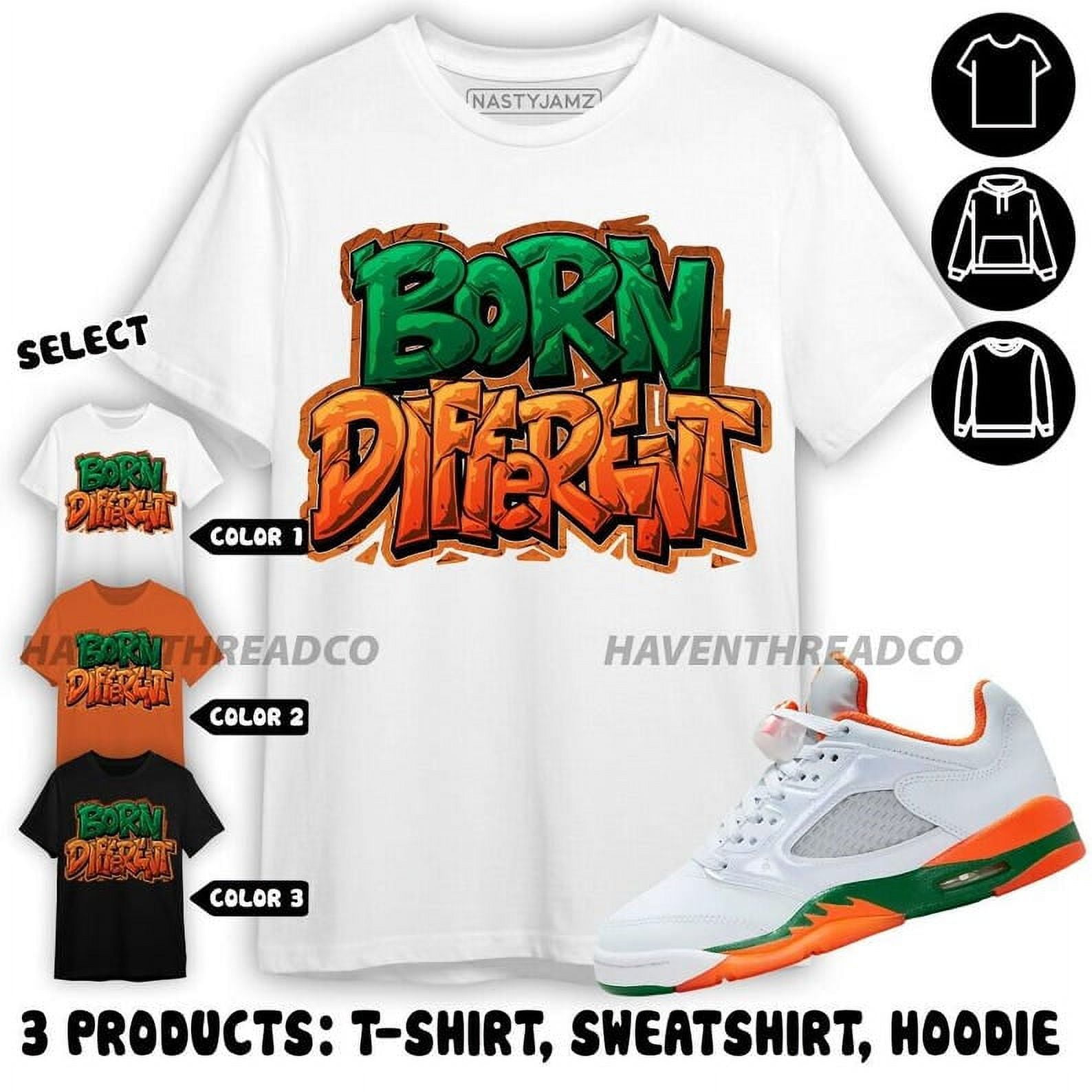 AJ 5 MAM Hurricanes Unisex TShirt, Born Different, Shirt In Orange To