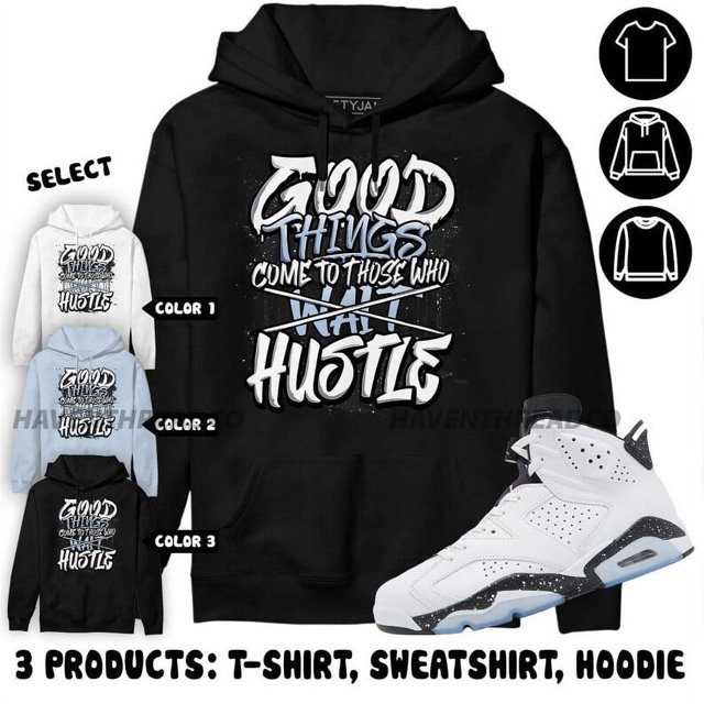 AJ 6 Reverse Oreo Hoodie Good Things, In Light Blue To Match Sneaker Up