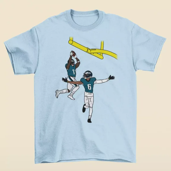 AJ Brown and DeVonta Smith Lob Celebration Football T-Shirt