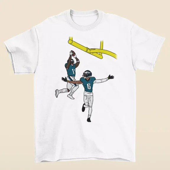 AJ Brown and DeVonta Smith Lob Celebration Football T-Shirt