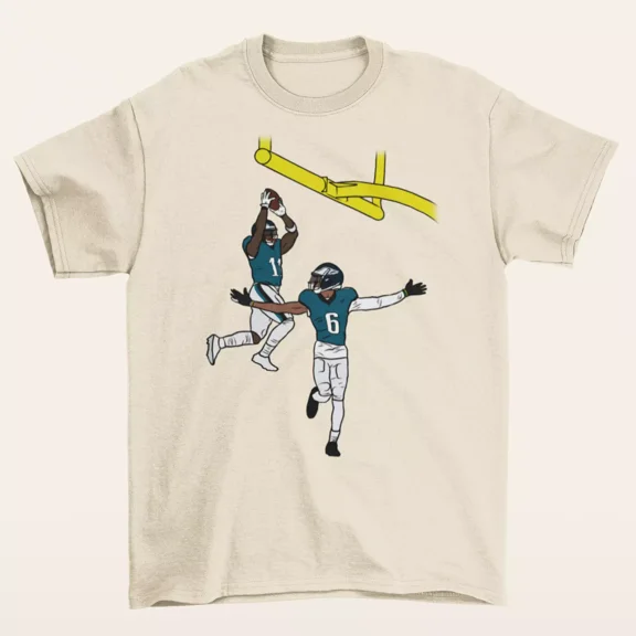 AJ Brown and DeVonta Smith Lob Celebration Football T-Shirt
