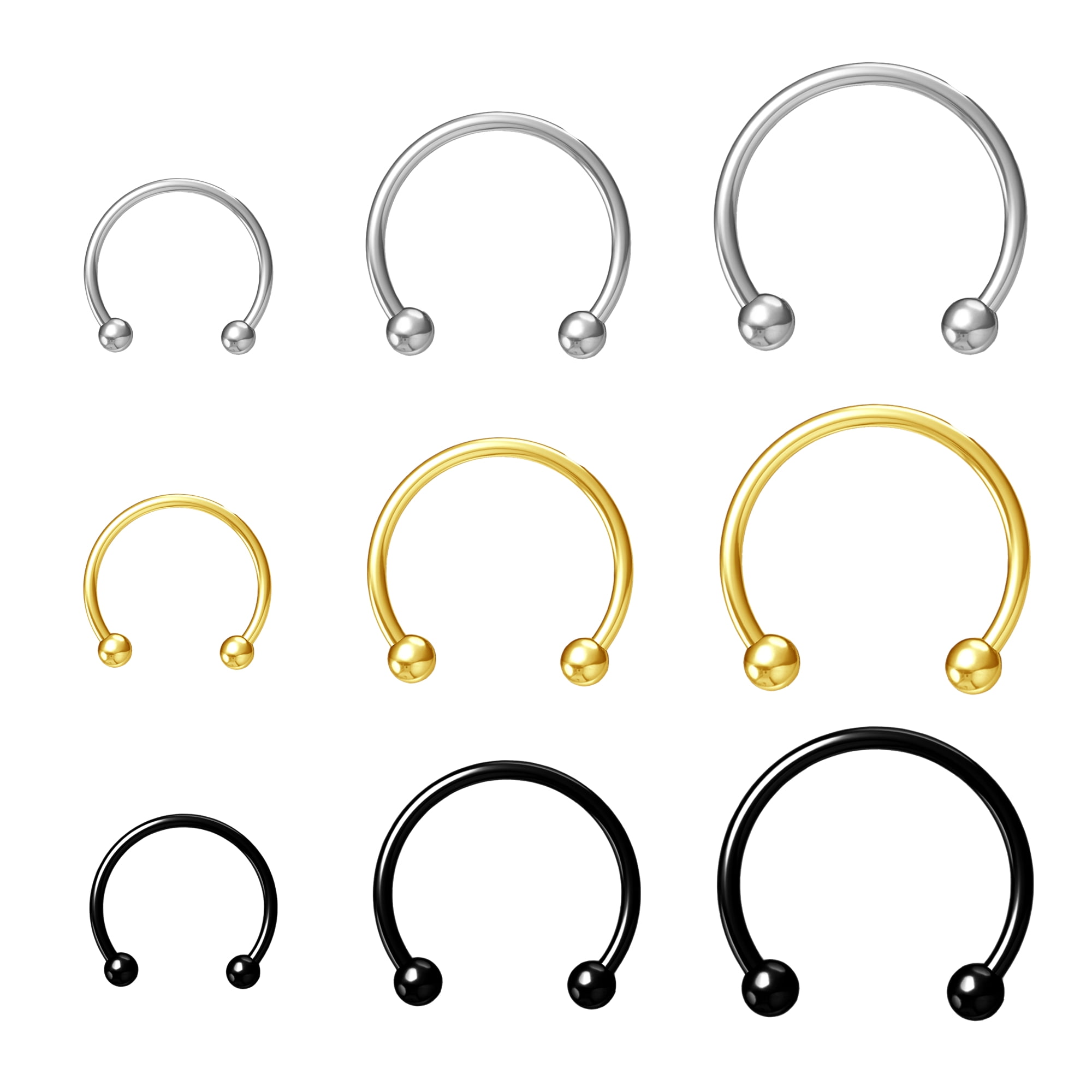 AJ DEFIRO 9pcs 16G Gold Septum Ring Nose Rings Body Piercings Jewelry for Women Cartilage Earring Surgical Steel Lip Helix Small Hoop