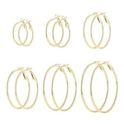 AJ DEFIRO Women's Gold Tone Hoop Earring Set, 6 Pack