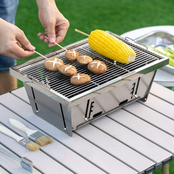 AJ Enjoy 14'' Rectangular Portable Mini Charcoal Grill