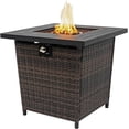 thumbnail image 1 of AJ Enjoy 28'' Propane Fire Pit Table, 50,000 BTU Fire Table with Brown Wicker, Laval Rocks, Inclined Leg Design., 1 of 11