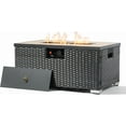 thumbnail image 1 of AJ Enjoy 32'' Propane Fire Pit Table, Marble Textured Ceramic Tabletop, 50,000 BTU Fire Table with Black Wicker, Mix Color Glass Rocks, Including Lid&Cover, 1 of 10