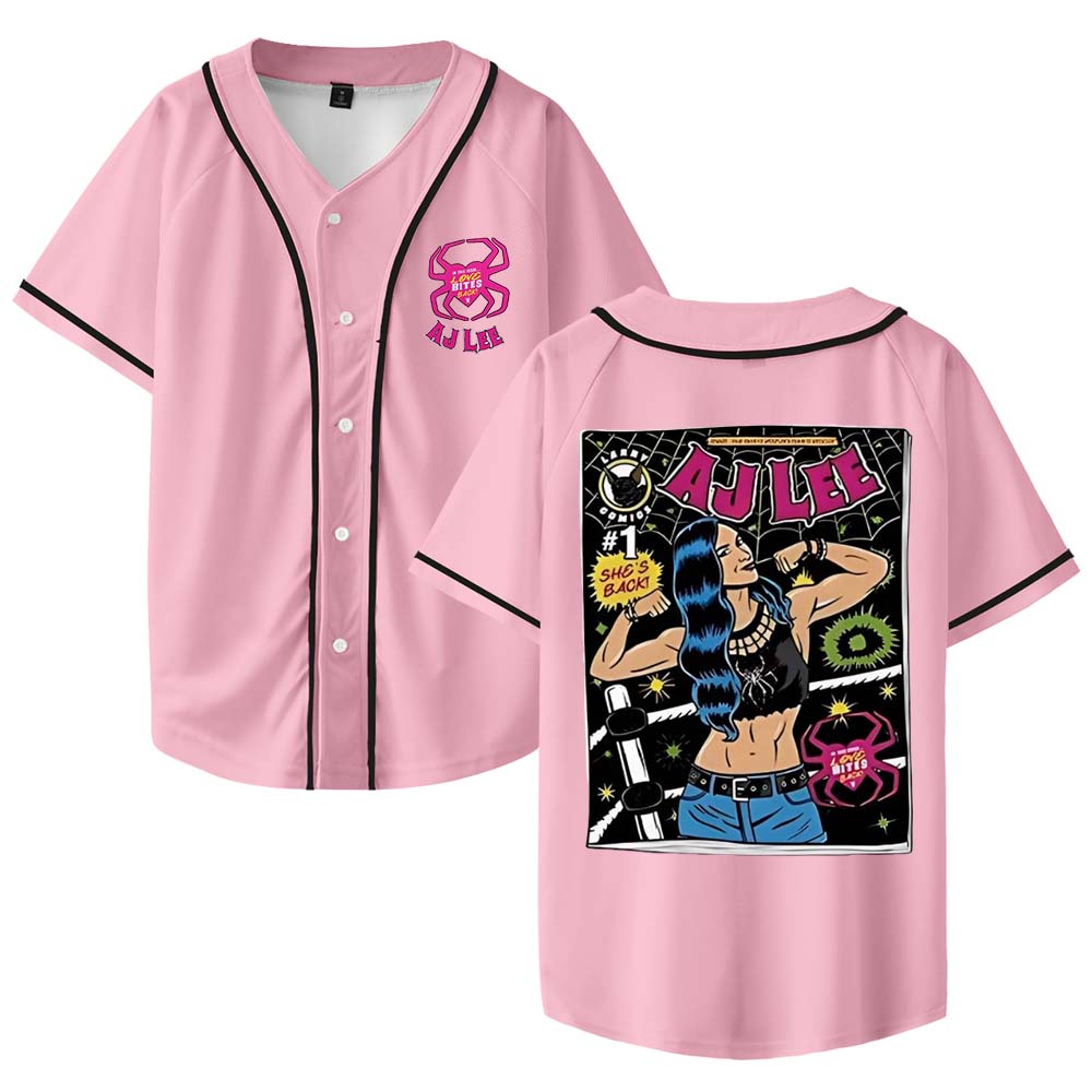Comic Merch AJ Lee Comic Merch Baseball Jersey Shirt V-Neck Women Men Short Sleeve ...