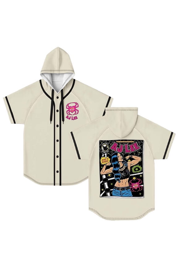 AJ Lee Comic Merch Hooded Baseball Jersey Short Sleeve Shirt Women Men Crewneck Tee