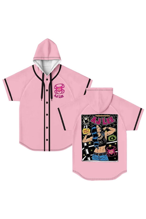 AJ Lee Comic Merch Hooded Baseball Jersey Short Sleeve Shirt Women Men Crewneck Tee