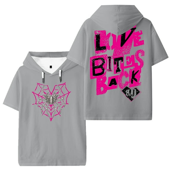 AJ Lee Love Bites Hooded T-shirt Short Sleeve Tee Men Women Outdoor Streetwear Tops